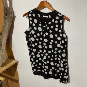 Susan Graver Polka Dot Sleeveless Blouse NWOT